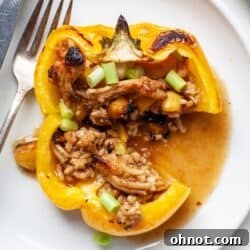Paleo stuffed peppers with chicken and pineapple