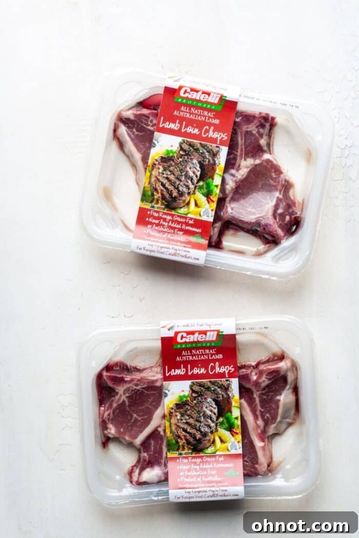 Raw Australian lamb loin chops, ready for marinade