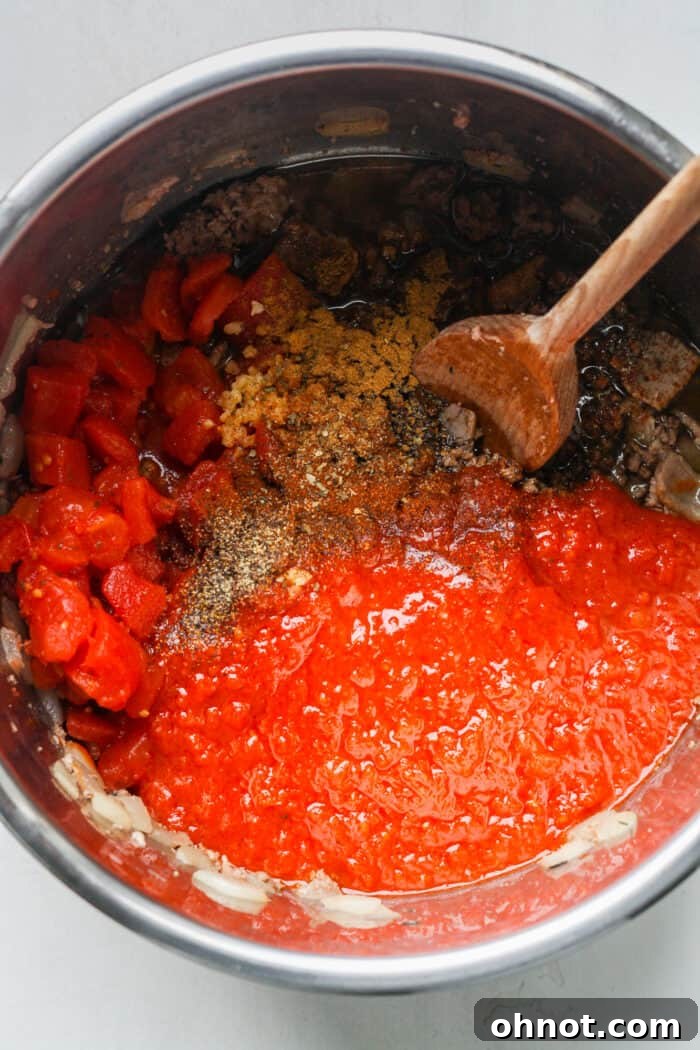 Tomato sauce in pot