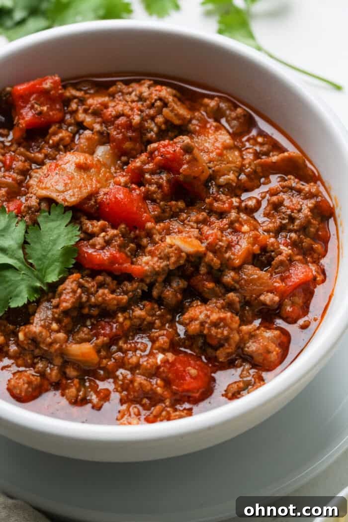 Bowl of pressure cooker chili