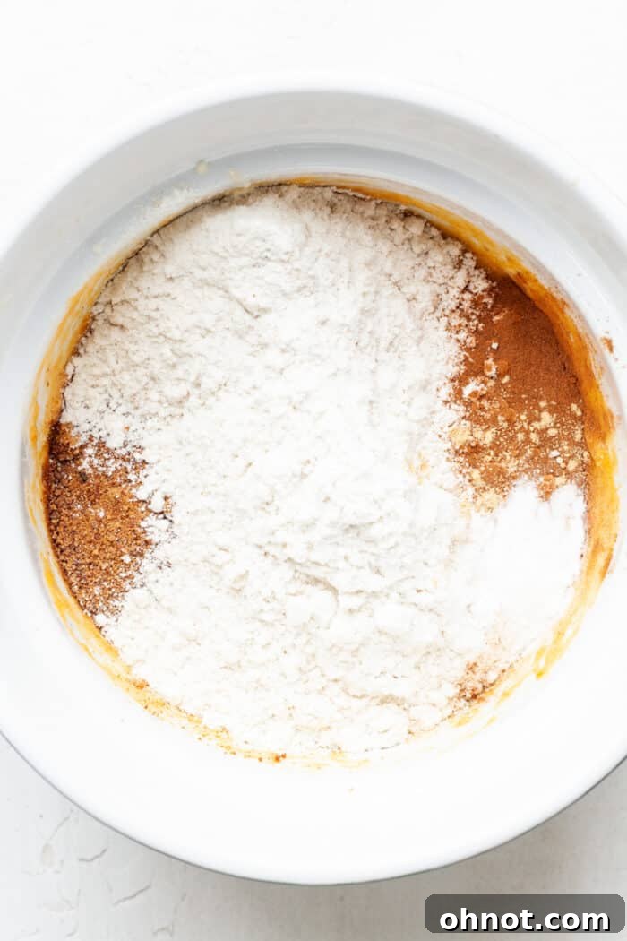 Dry muffin ingredients in bowl