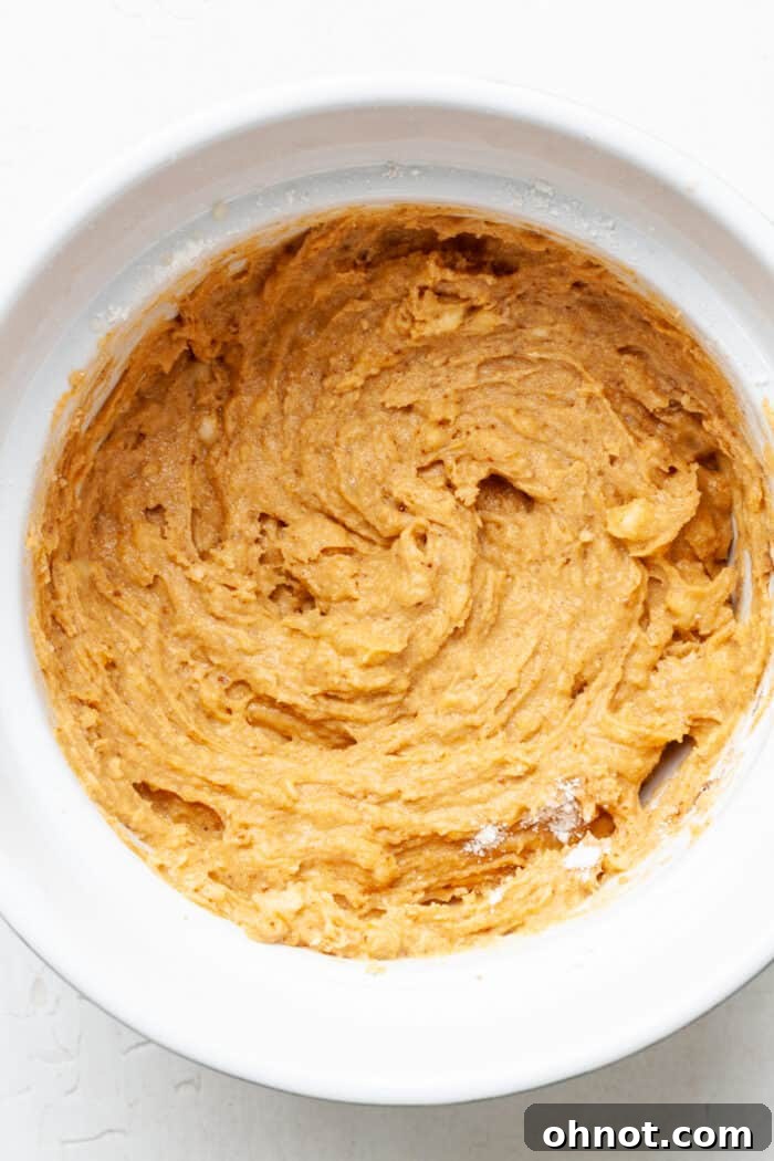 Thick muffin batter in bowl