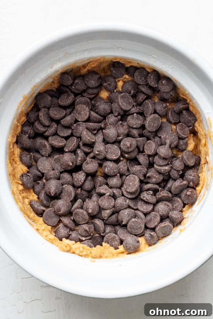 Dark chocolate chips in bowl