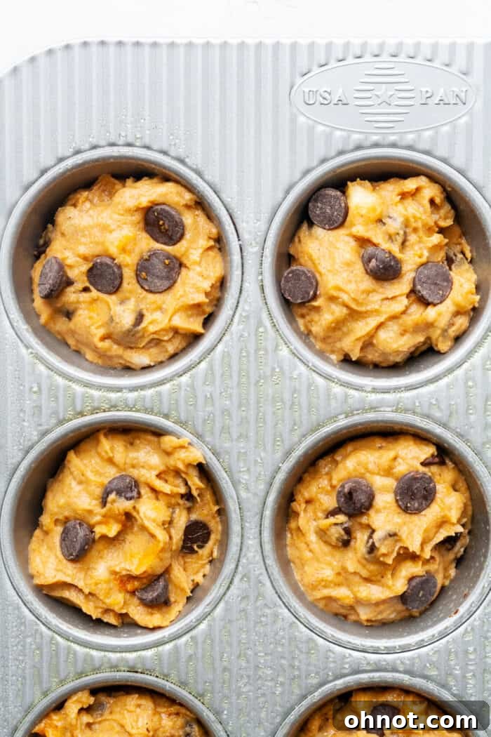 Raw muffins in pan
