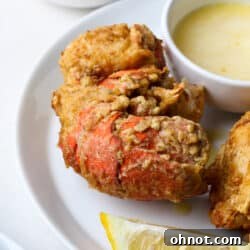 Fried lobster tails with lemon and garlic butter