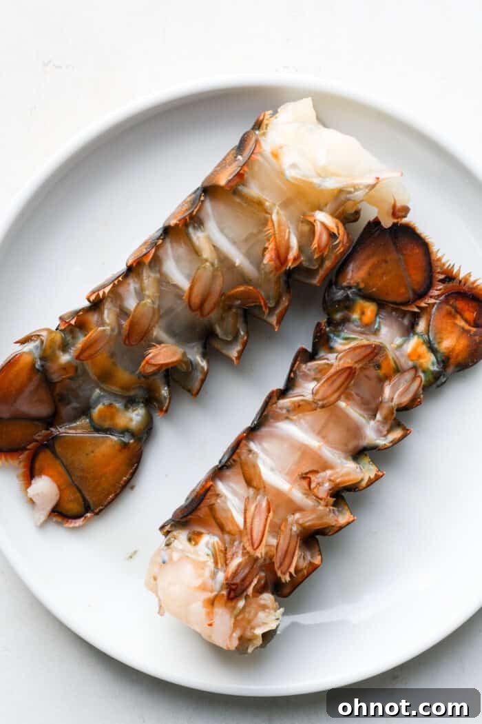 Raw lobster tails showing their vibrant color and texture before cooking.