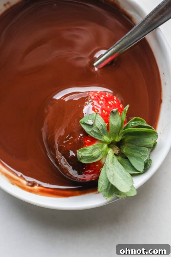 Strawberry dipped in melted chocolate