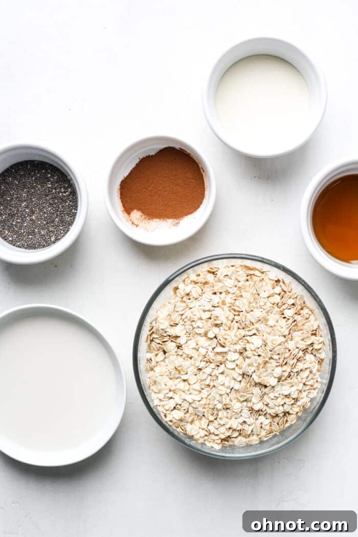 Ingredients for oatmeal