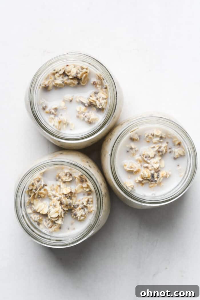 Oatmeal in glass jars