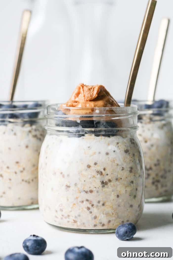 Jars of protein overnight oats