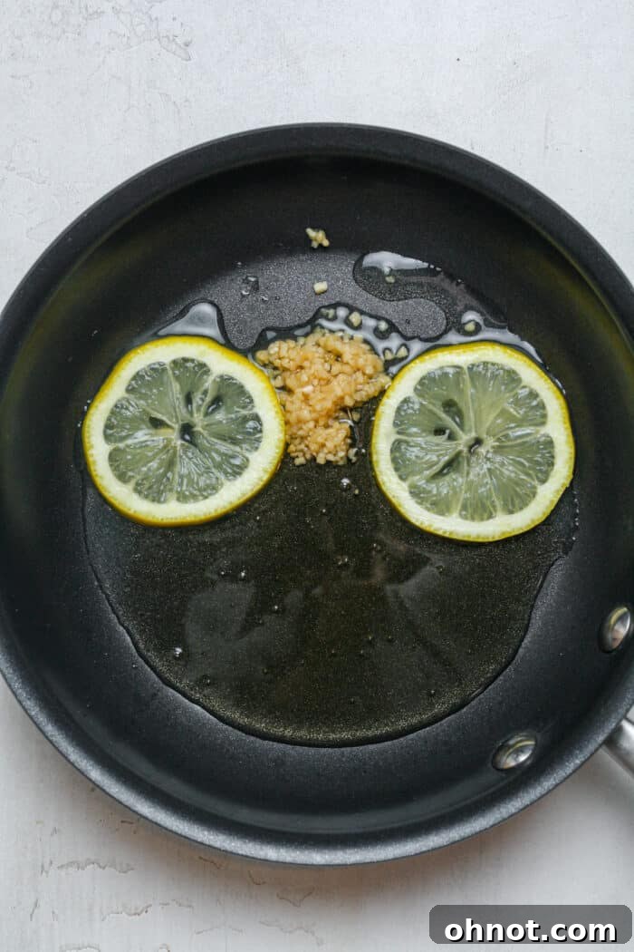 Lemon in skillet