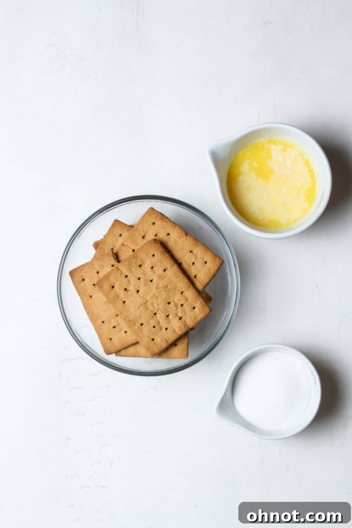 Little bowls of ingredients with gluten free graham crackers