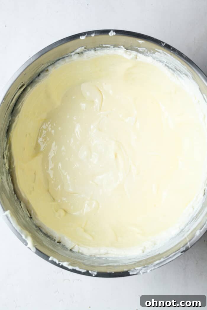 Gluten free cheesecake filling in bowl