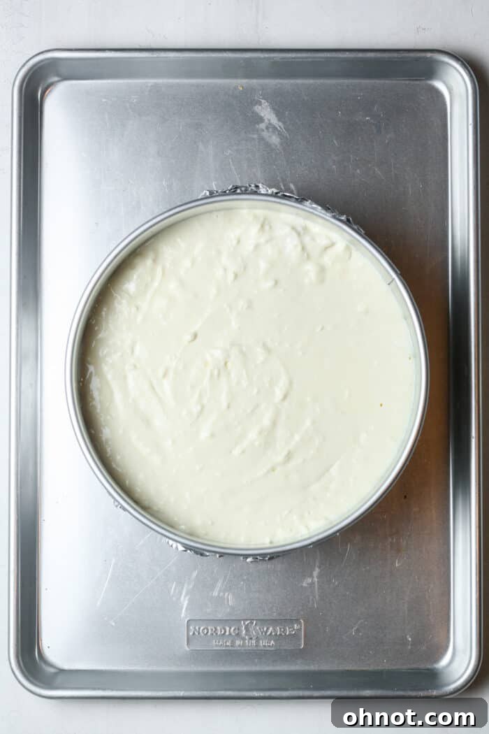 Springform pan with gluten free cheesecake filling