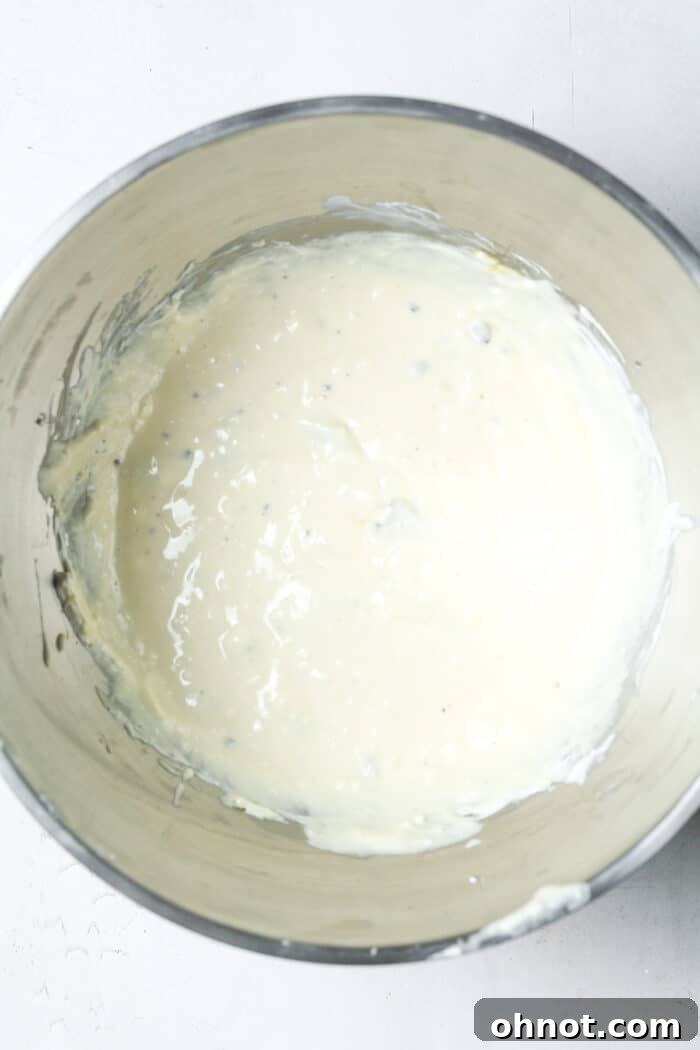 Oreo cheesecake filling in bowl