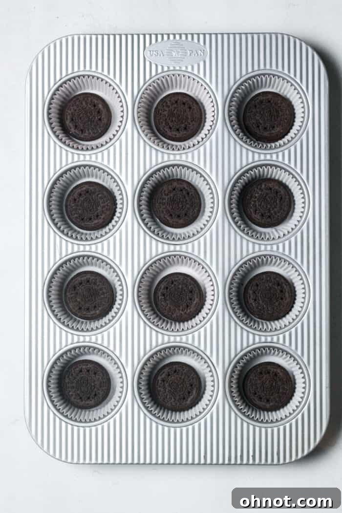 Oreos in muffin pan