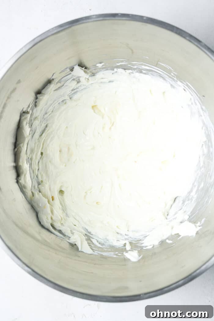 Whipped cream cheese in bowl