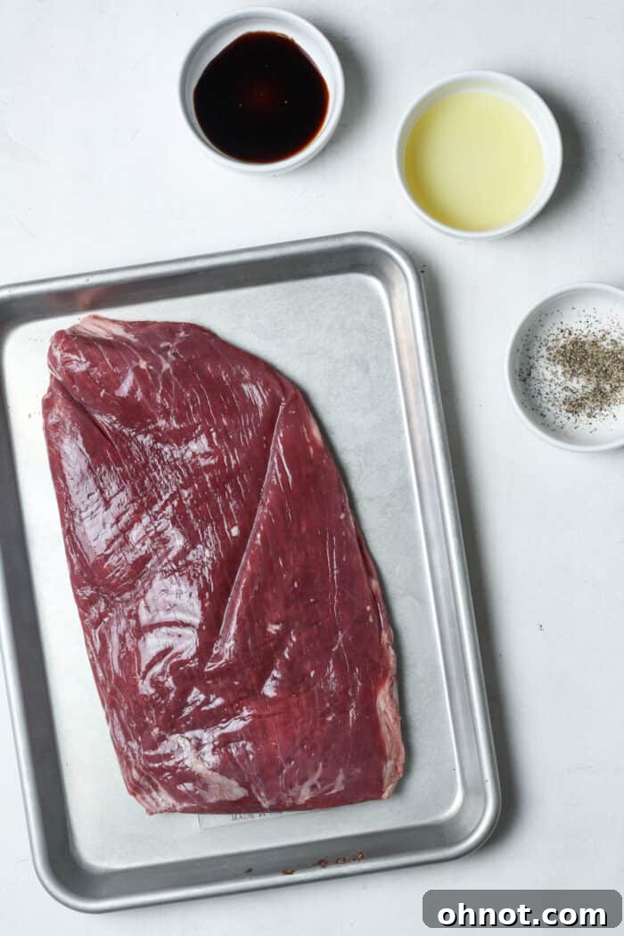 Flank steak and other ingredients