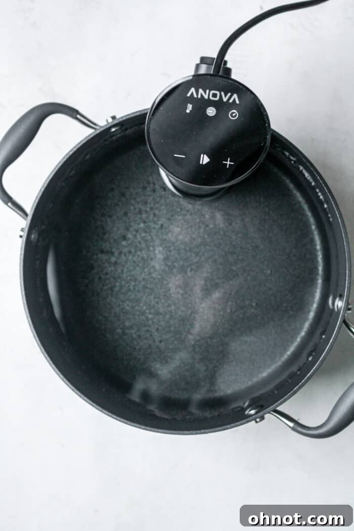 Sous vide machine in water
