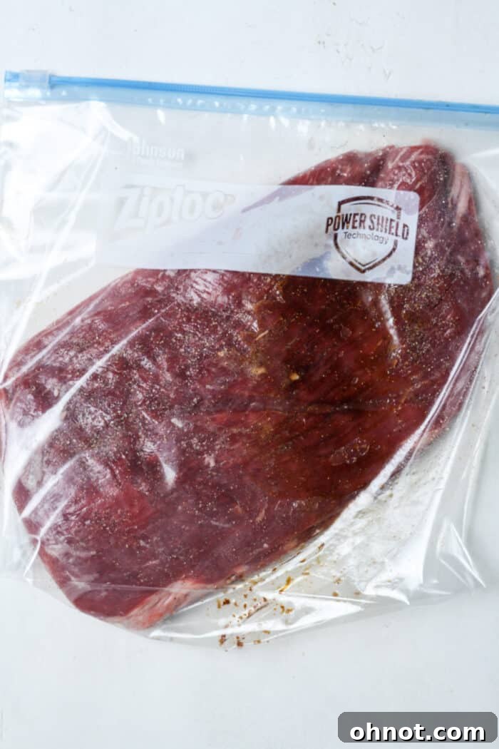 Steak in zippered bag