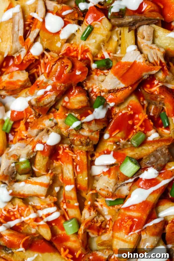 A pan of delicious and spicy buffalo chicken fries, freshly baked and ready to eat.
