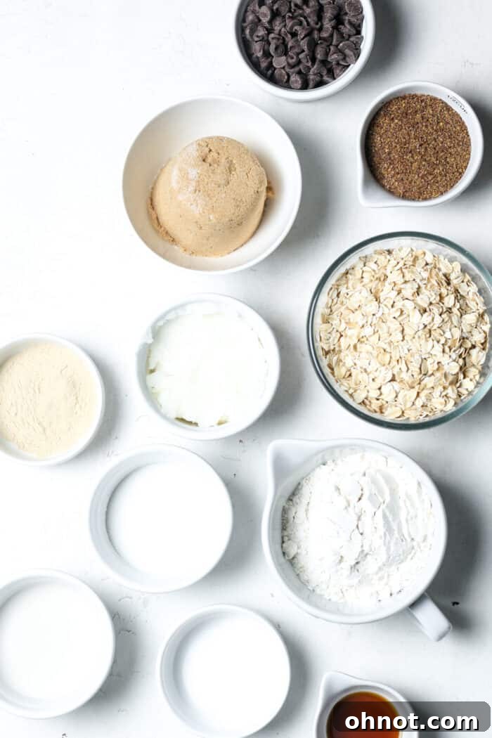 Ingredients for breastfeeding cookies in small bowls