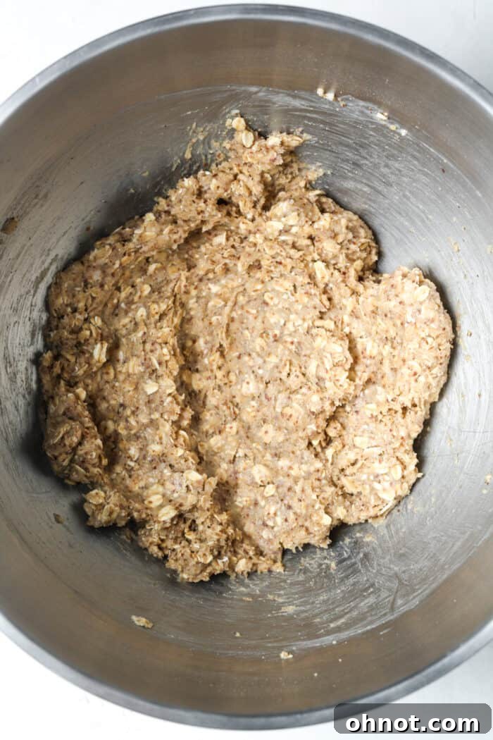 Vegan oatmeal cookie dough in bowl