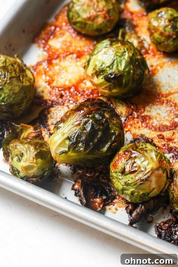 Roasted vegetables with sauce, fresh out of the oven