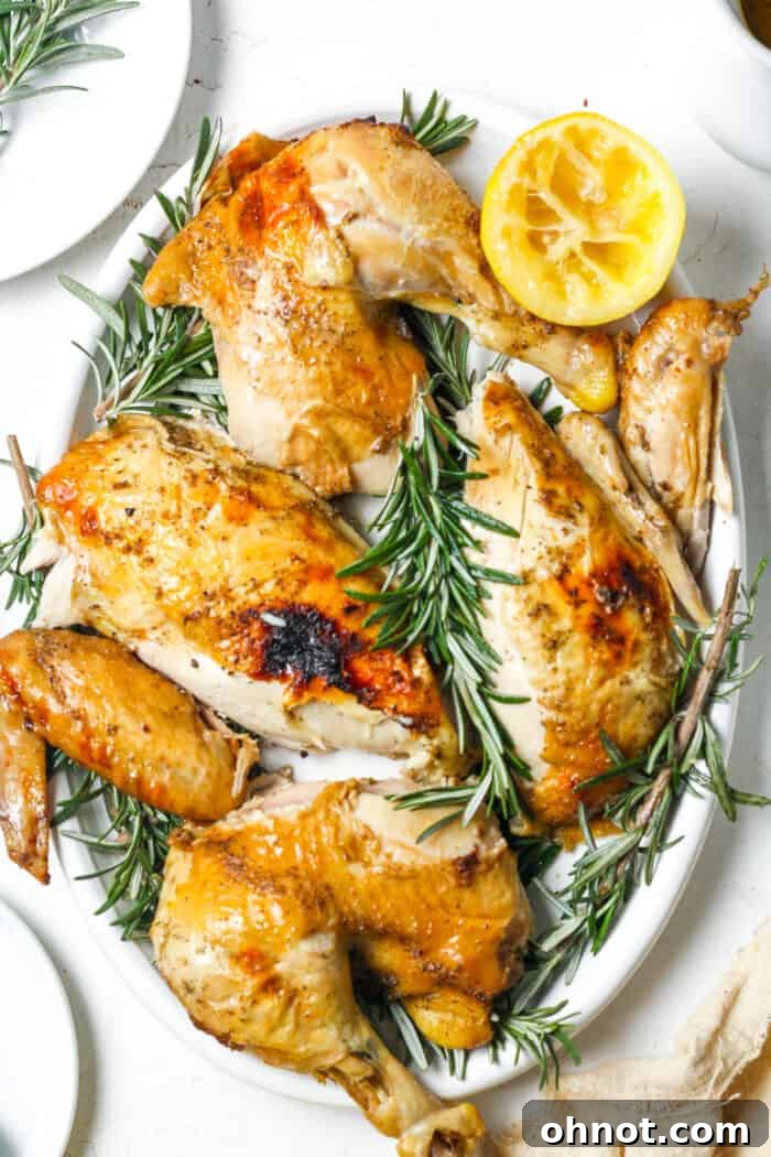 Instant Pot whole chicken with rosemary garnish