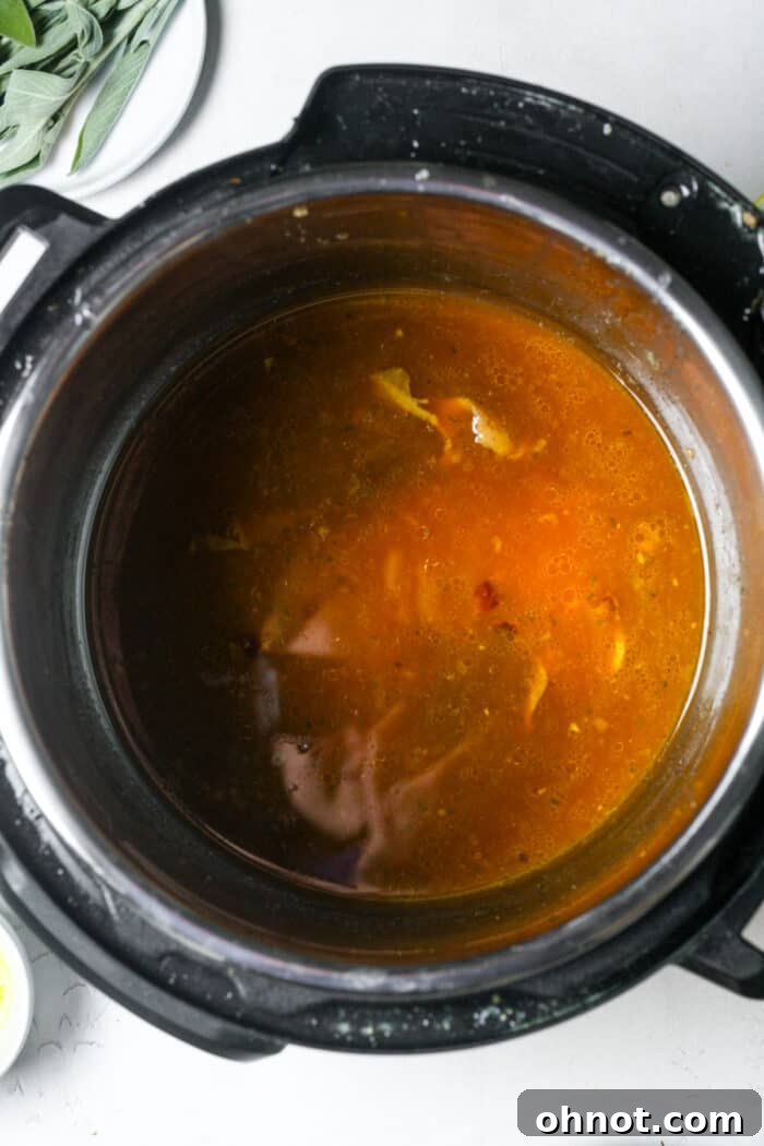 Pan drippings bubbling in Instant Pot on sauté mode