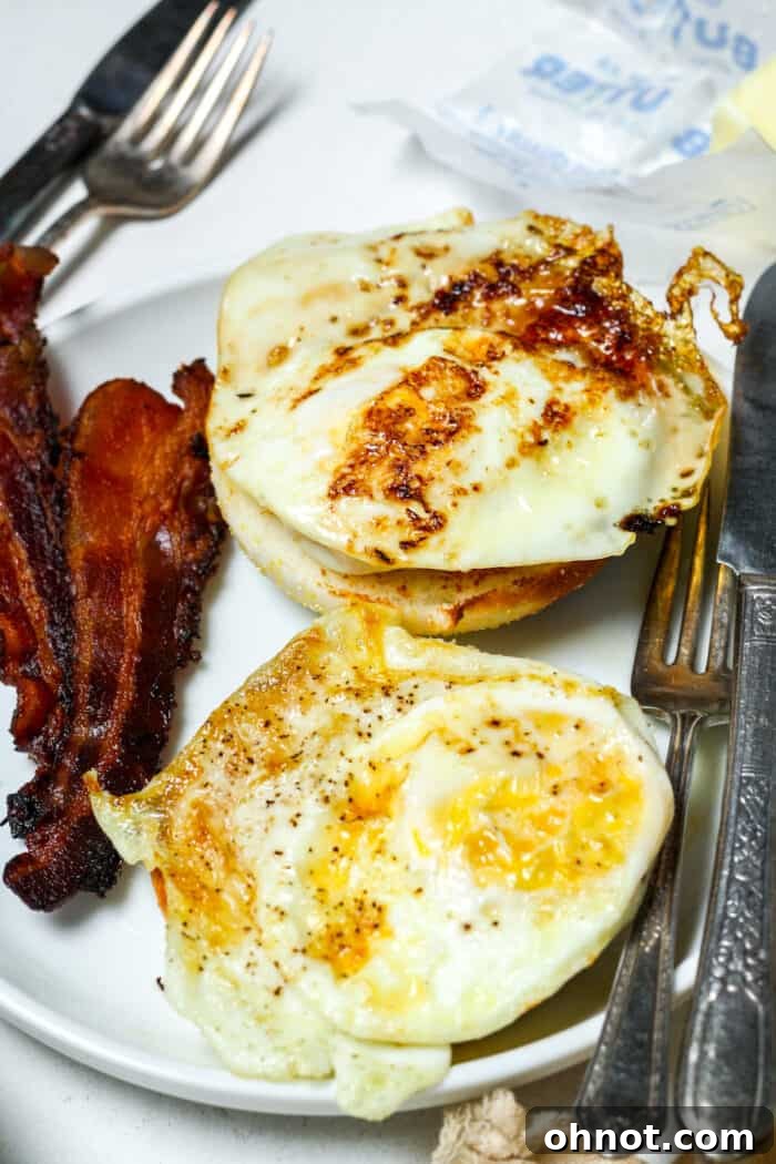 Breakfast sandwich with bacon, egg, and cheese