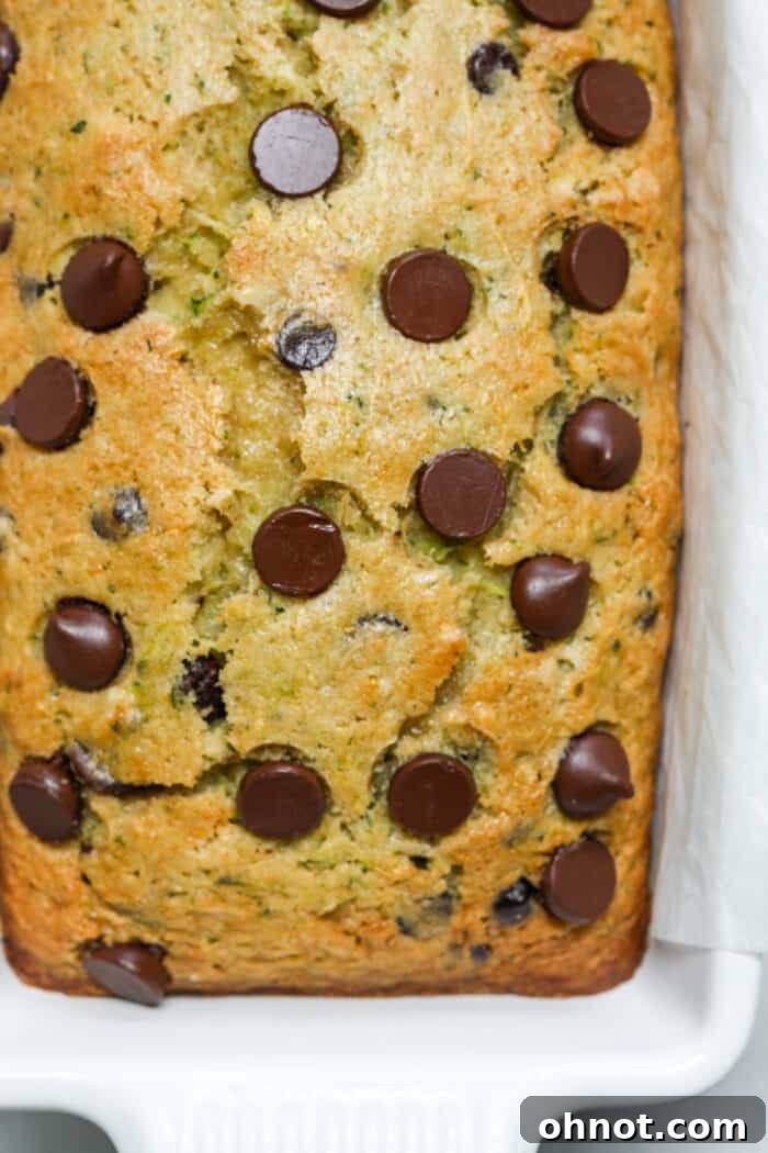 Baked zucchini bread in pan