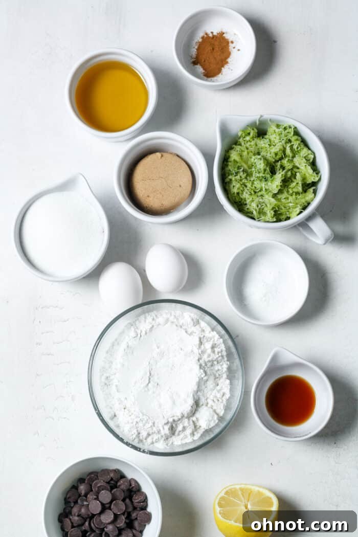 Zucchini and other ingredients in small bowls