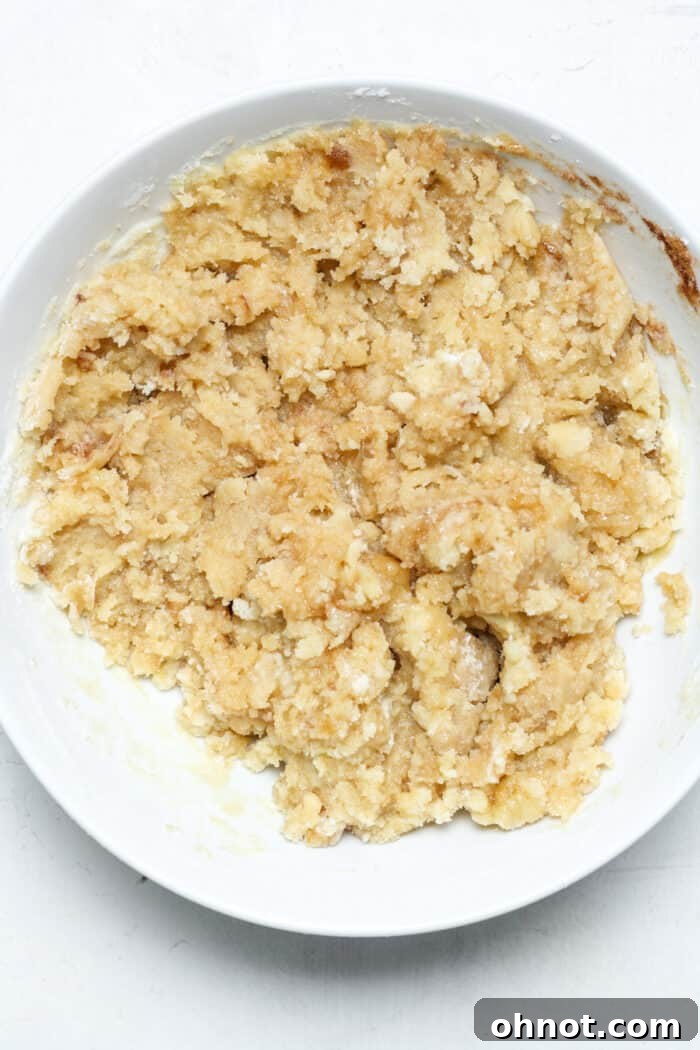 Thick bread batter in bowl
