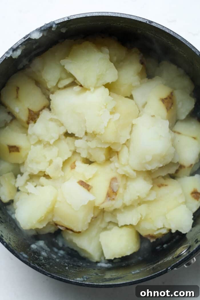 Pan of mushy potatoes