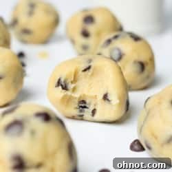 Cookie dough bites with mini chocolate chips