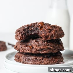 Brownie mix cookies on a white plate