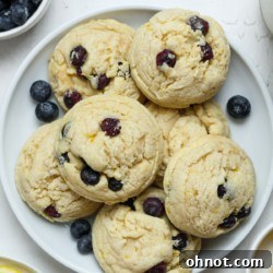 Lemon blueberry cookies on white plate