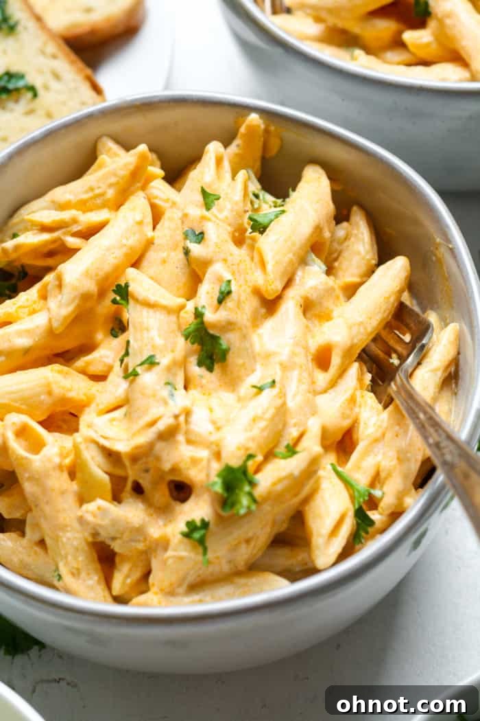 Buffalo chicken pasta in bowl