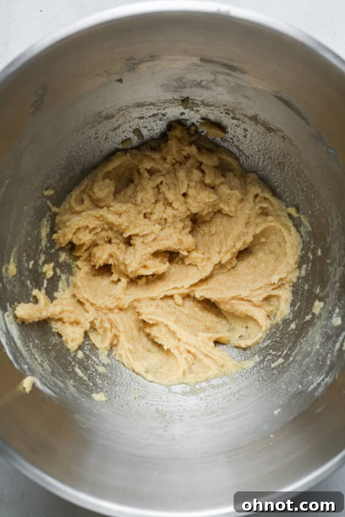 Creamed dough in bowl