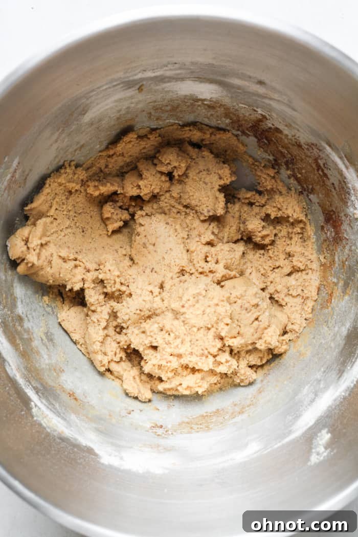Brown cookie dough in bowl