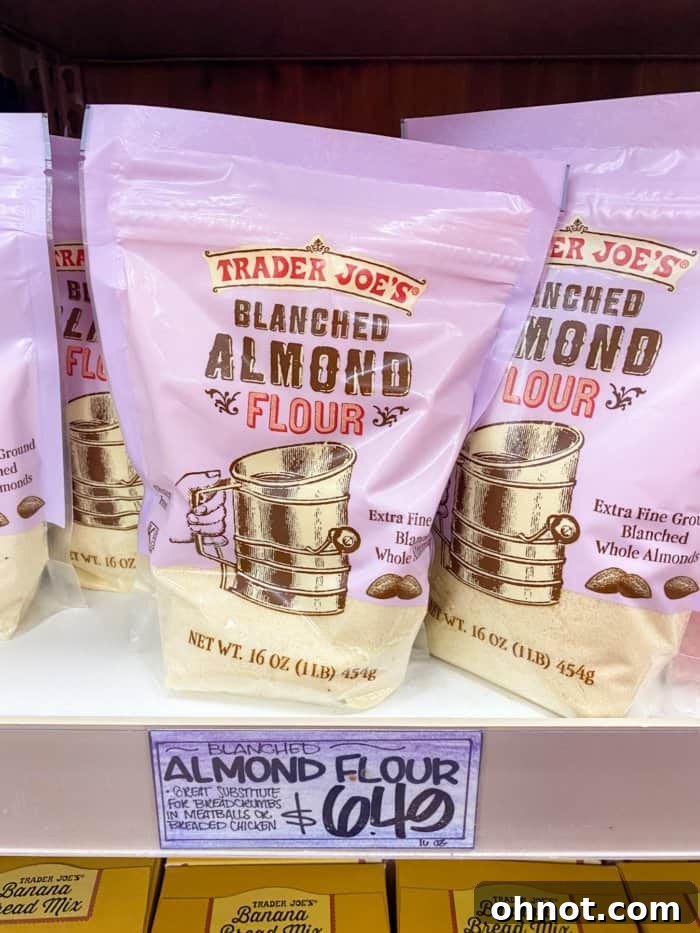A package of Trader Joe's almond flour, extra finely ground and ideal for gluten-free baking.