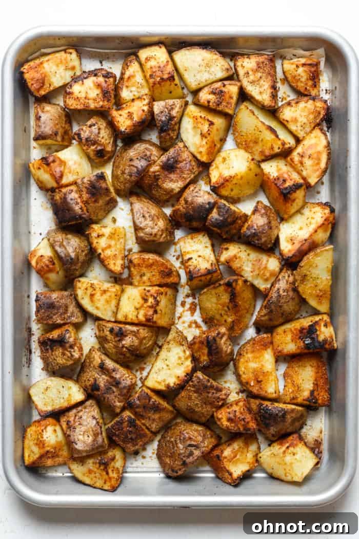 Close-up of crispy, roasted Mexican potatoes