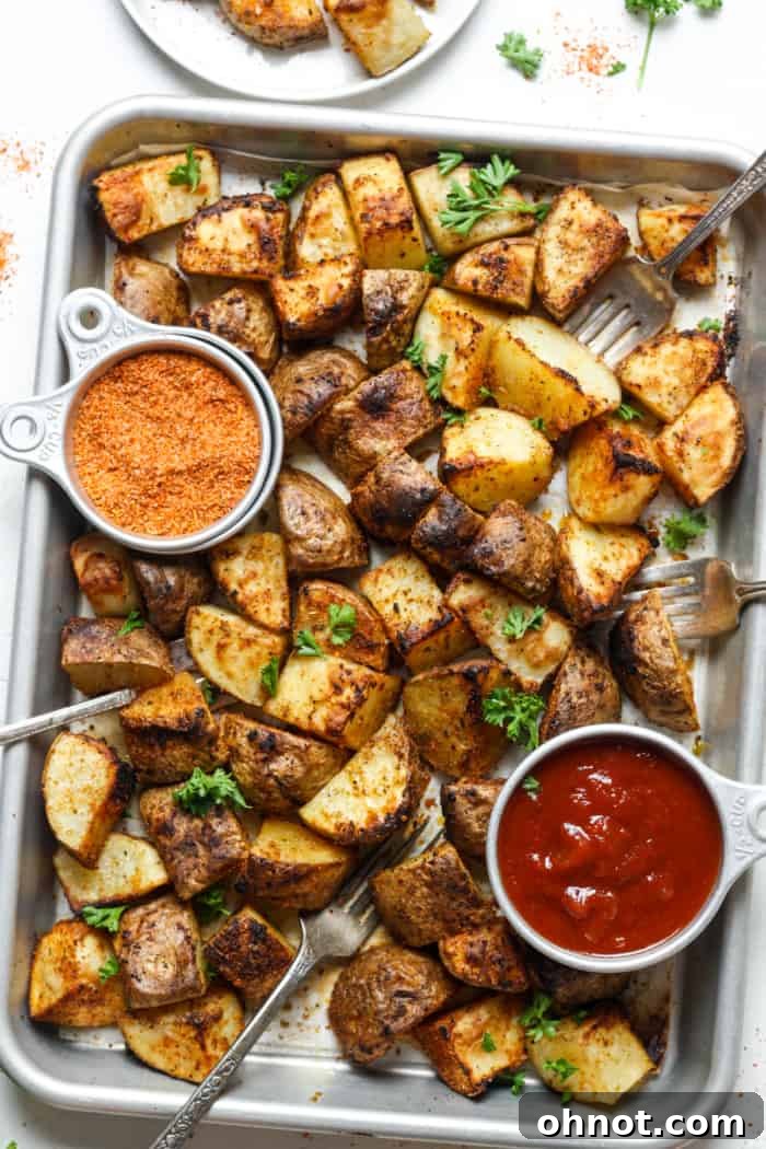 Close-up of Mexican flavored roasted potatoes