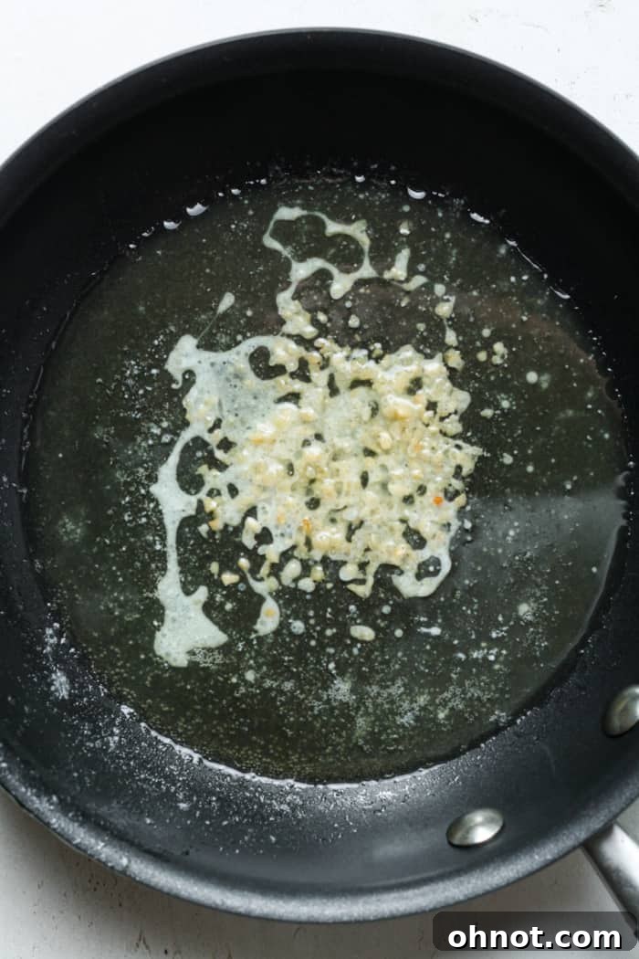 Garlic butter in skillet