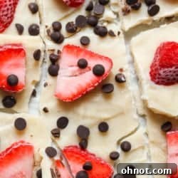 Yogurt bark with fruit and chocolate.
