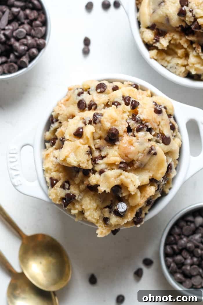 Raw vegan cookie dough batter in a mixing bowl before chilling.