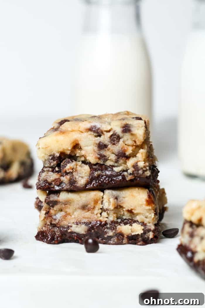 Decadent cookie dough brownies, ready to be enjoyed.