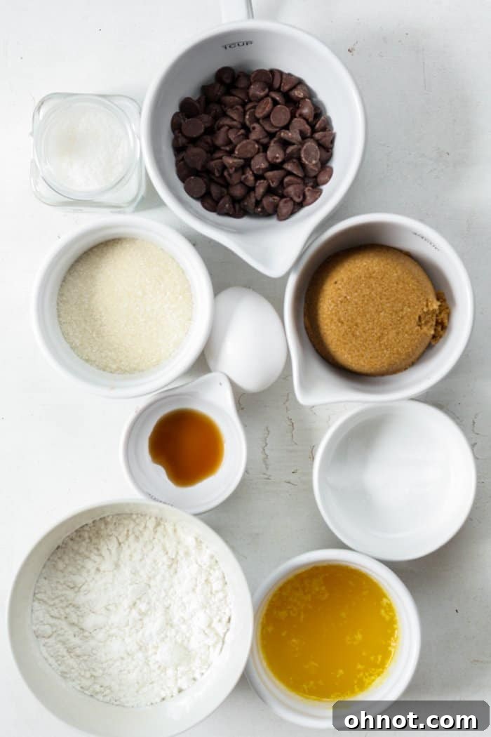 A bowl filled with key dry ingredients like flour and sugars, ready for baking.