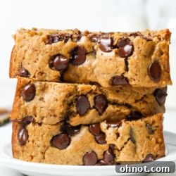 Oat flour banana bread with chocolate chips.